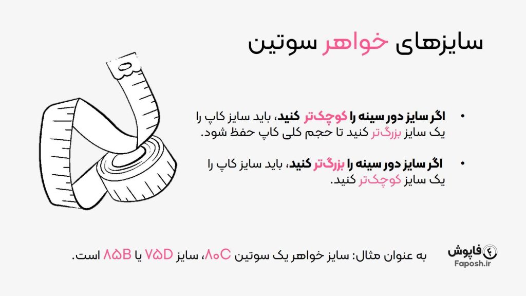سایزهای خواهر سوتین | فاپوش